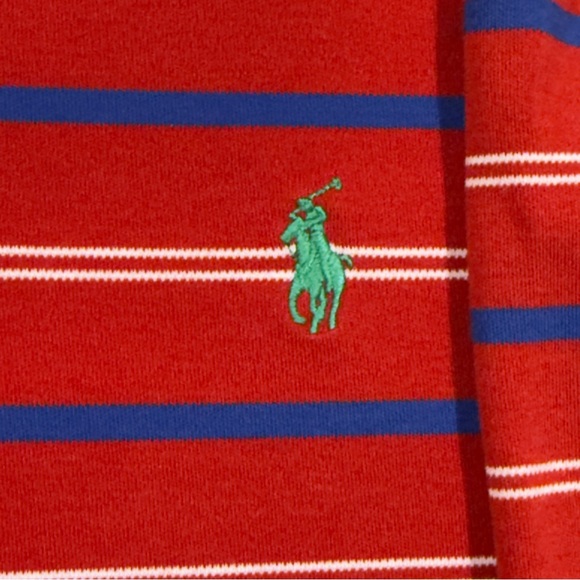 Polo by Ralph Lauren Red Polo with Blue & White Stripes - Picture 3 of 9
